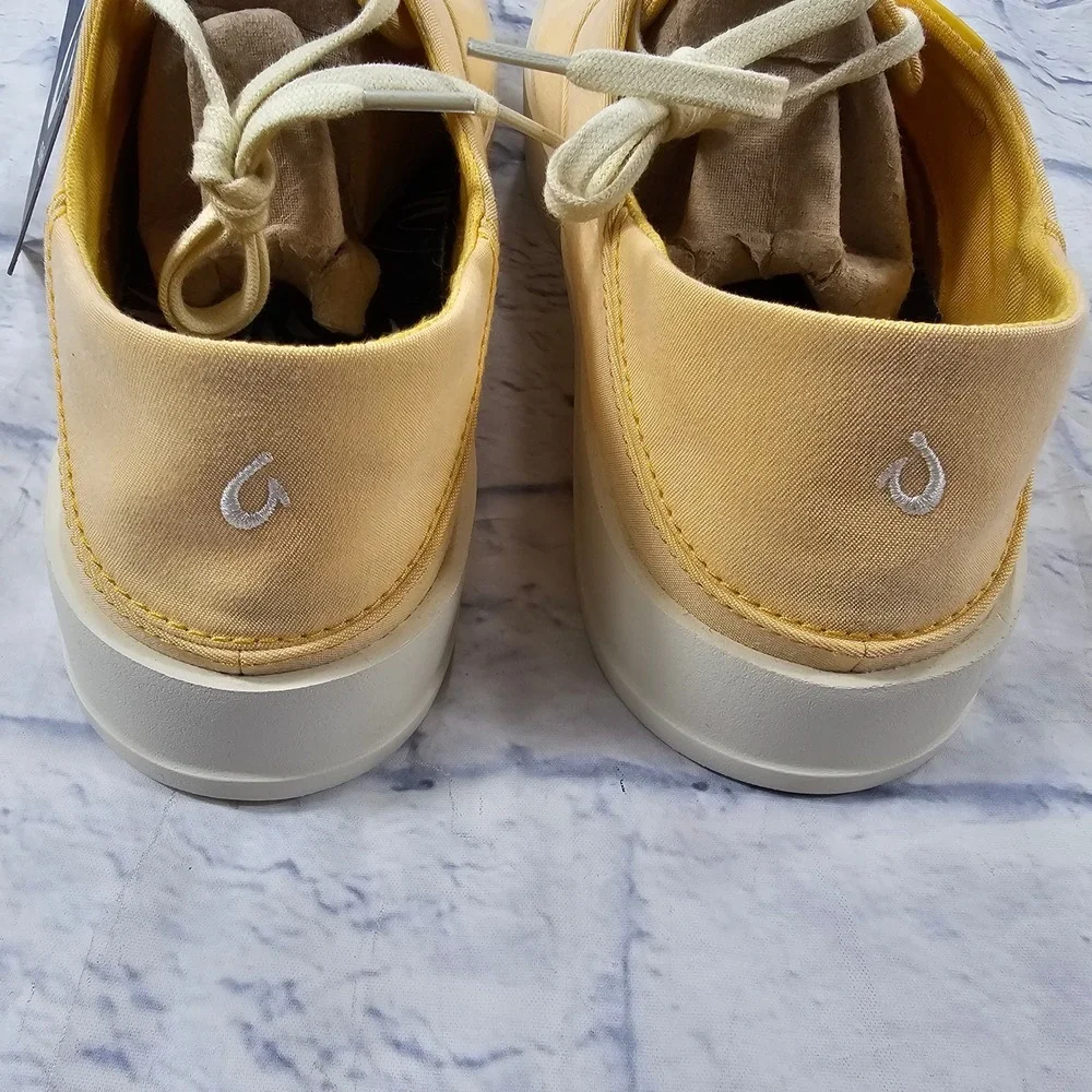 OluKai Tradewind Canvas Sneakers Mens 10 Yellow Island Breathable Lace Up Shoes